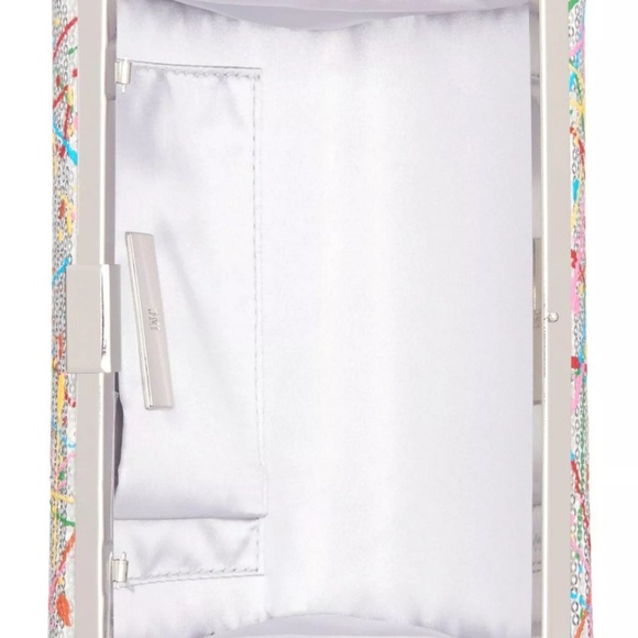 New INC Sequin Sparkling Rainbow Clasp Box Crossbody Clutch 7" W 5" H 2.5" D - Picture 5 of 6